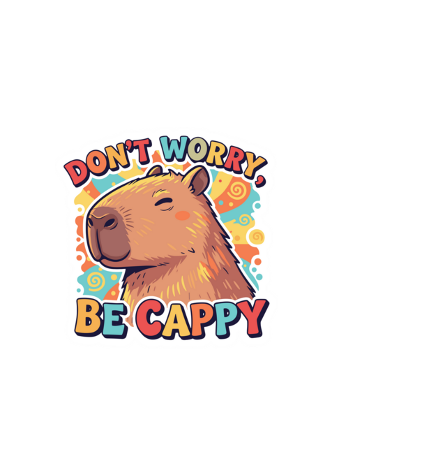 Vintage kapibara 'Don't worry be cappy' felirattal minta homokszín pólón