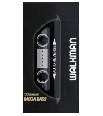 WALKMAN minta fekete pólón