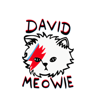 David Meowie minta fehér pólón
