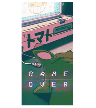 game over cat minta fekete pólón
