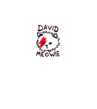 David Meowie minta szürke pólón