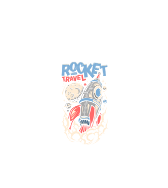 Rocket travel minta fekete pólón