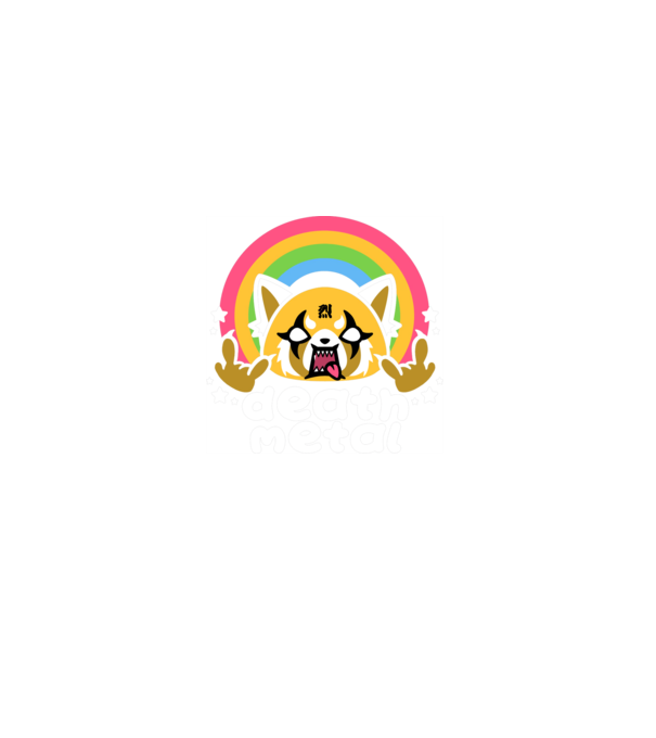 Death Metal Aggretsuko minta fekete pólón