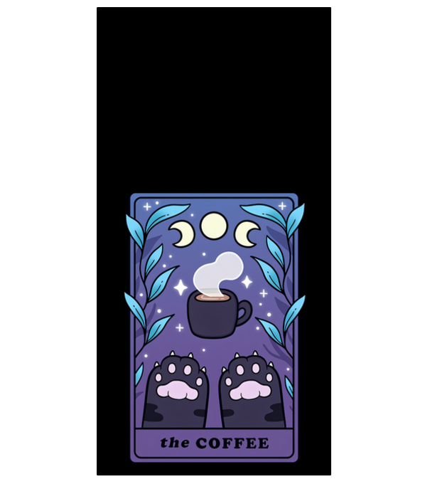 the COFFEE cat minta fekete pólón
