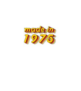 made-in-1975-yellow-red minta homokszín pólón