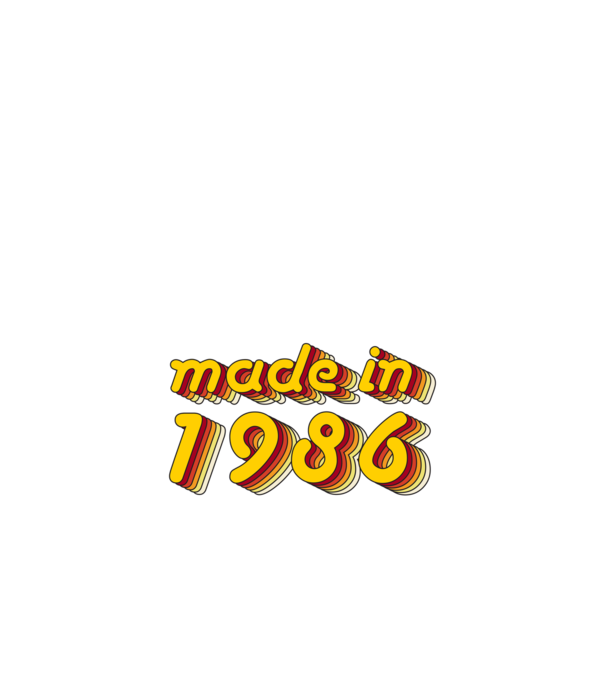 made-in-1986-yellow-red minta homokszín pólón