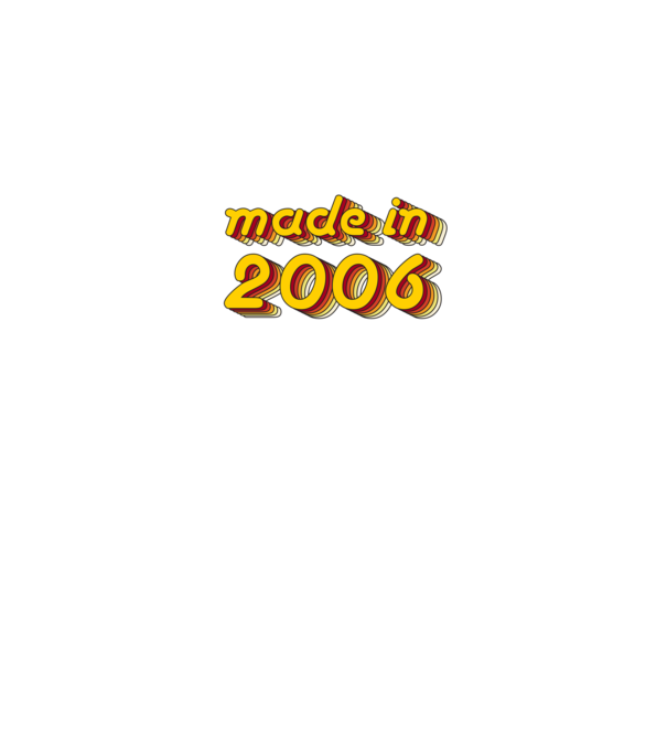 made-in-2006-yellow-red minta homokszín pólón