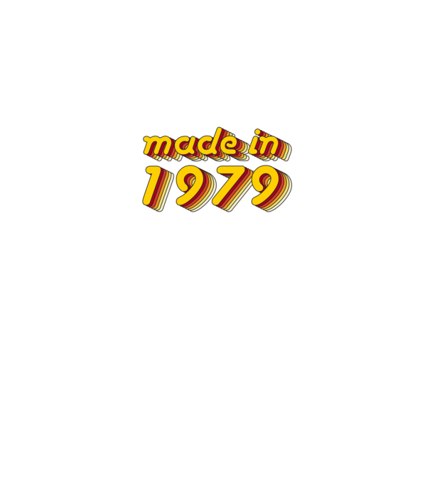 made-in-1979-yellow-red minta királykék pólón