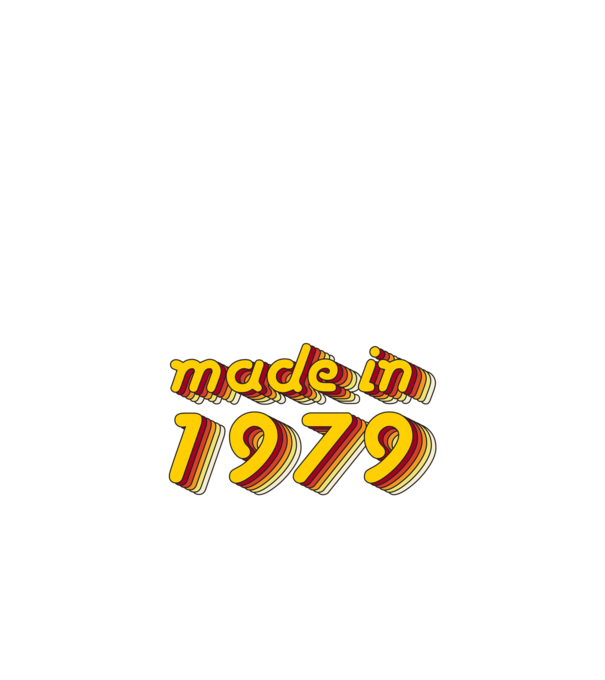 made-in-1979-yellow-red minta királykék pólón