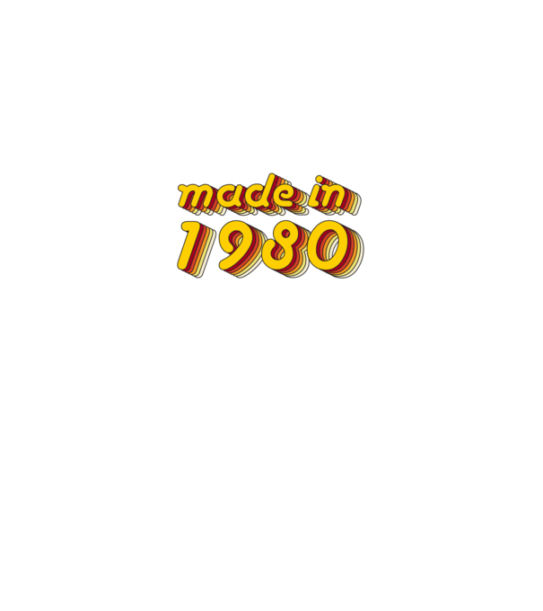 made-in-1980-yellow-red minta sötétkék pólón