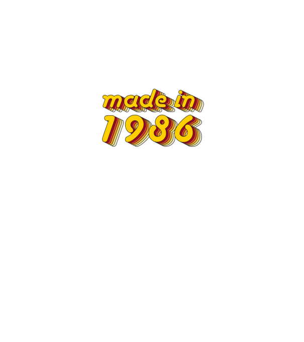 made-in-1986-yellow-red minta homokszín pólón
