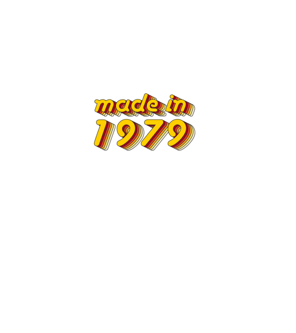 made-in-1979-yellow-red minta királykék pólón