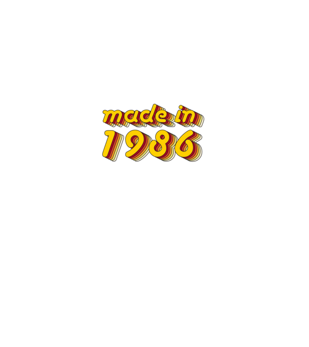 made-in-1986-yellow-red minta szürke pólón