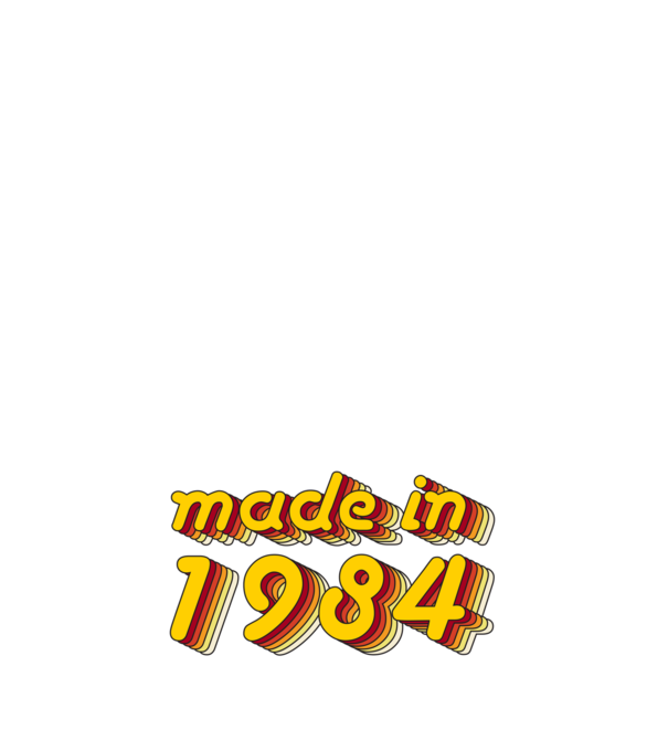 made-in-1984-yellow-red minta világos rózsaszín pólón