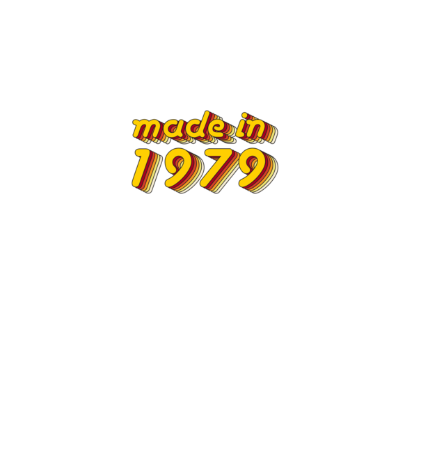 made-in-1979-yellow-red minta királykék pólón