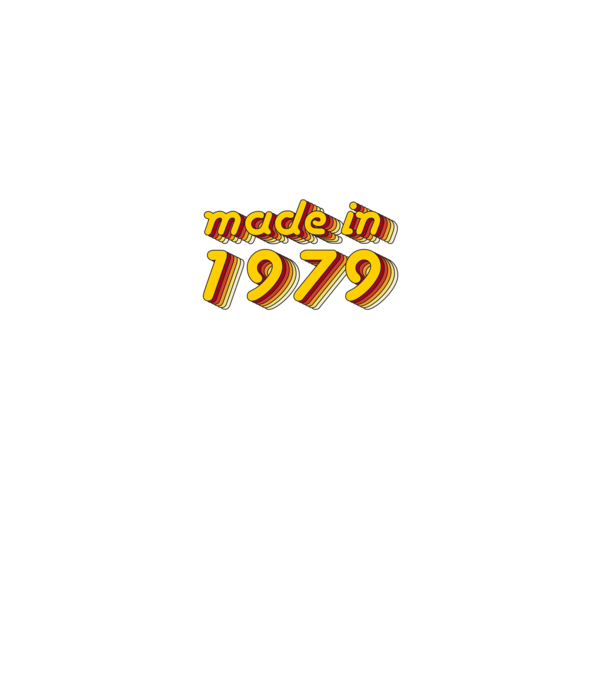 made-in-1979-yellow-red minta sötétkék pólón