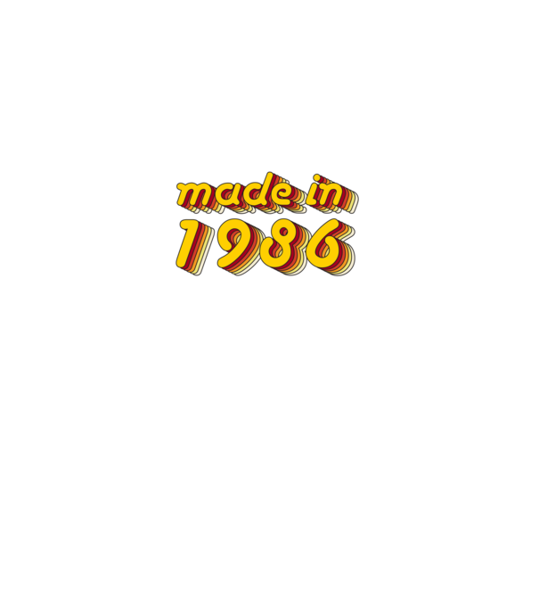 made-in-1986-yellow-red minta szürke pólón
