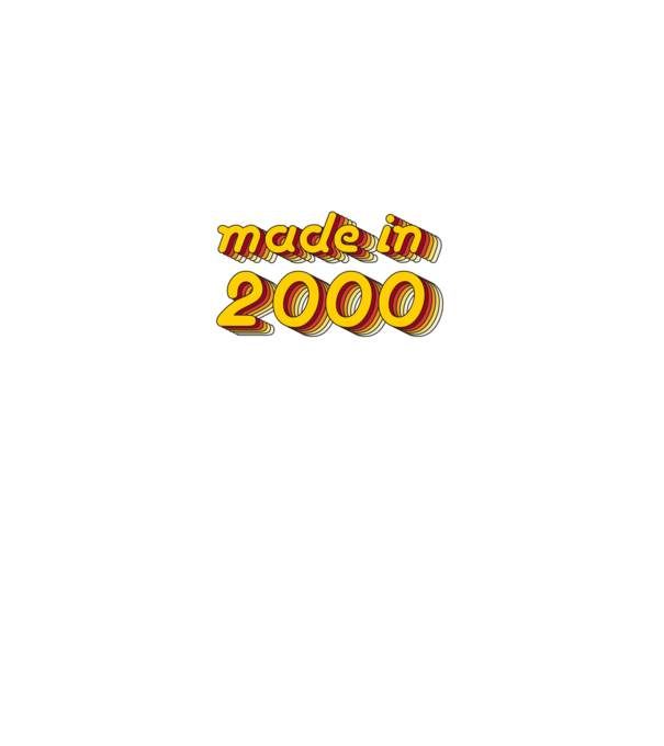 made-in-2000-yellow-red minta sötétkék pólón