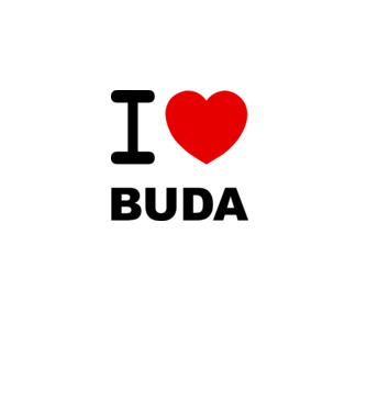 I love BUDA minta fehér pólón