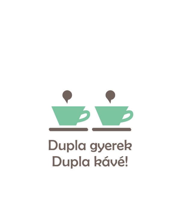 Dupla gyerek, dupla kávé minta fekete pólón