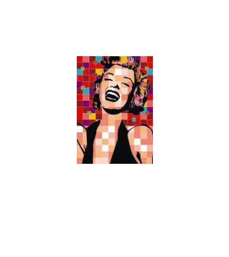 pop art minta fehér pólón