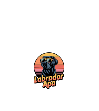 Labrador Apa minta fehér pólón