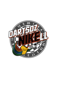 DartsozNIKELL retro minta fekete pólón