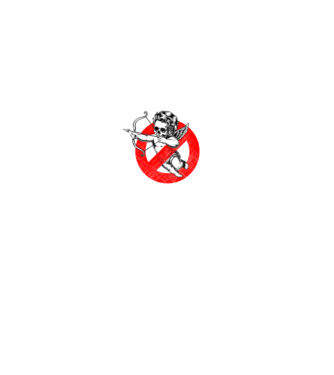 Anti Valentines Club fehér minta fekete pólón
