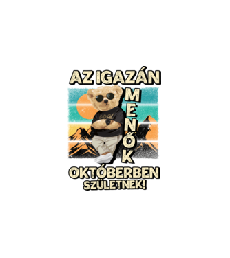 Retro Menő Mackó szülinapos OKTÓBER minta fehér pólón