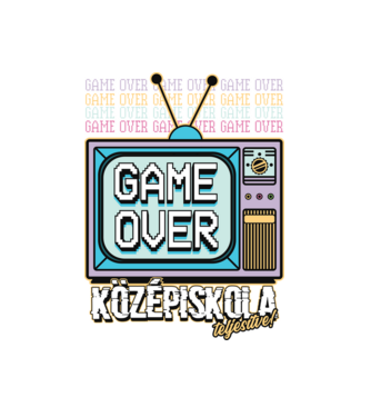 Retro ballagás középiskola teljesítve minta fehér pólón