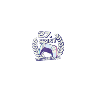 27. szint teljesítve PS5 v2 minta fekete pólón