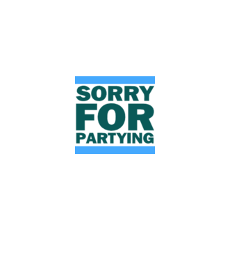 Sorry For Partying minta fehér pólón