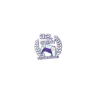 32. szint teljesítve PS5 v2 minta fekete pólón