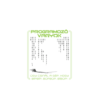 Programozó cica minta fekete pólón