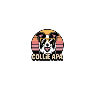 Collie Apa minta királykék pólón