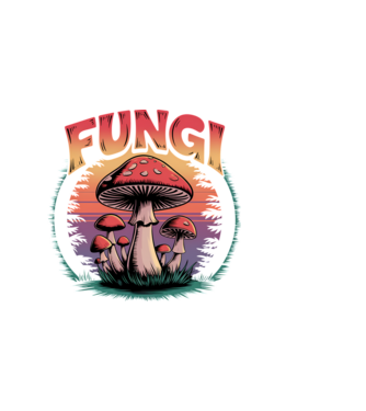 Fungi retro minta fekete pólón