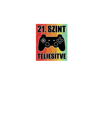 21 szint teljesítve retro gamer minta fekete pólón