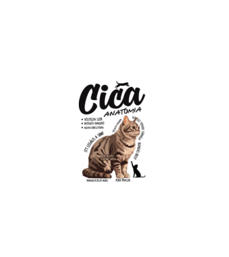 Cica anatómia cirmos minta fehér pólón