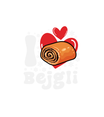 I love Bejgli minta fehér pólón