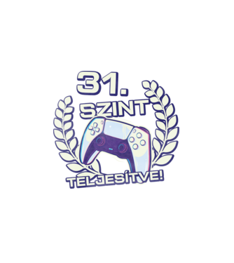 31. szint teljesítve PS5 v2 minta fehér pólón