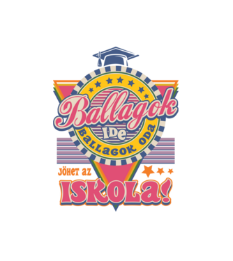 Ballagok ide oda retro iskola minta fehér pólón