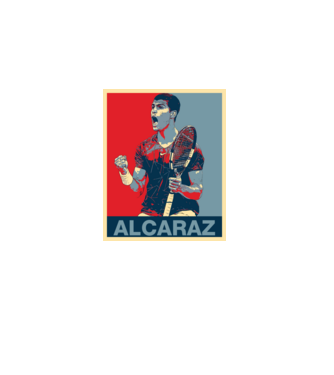 Carlos Alcaraz poszter minta fekete pólón