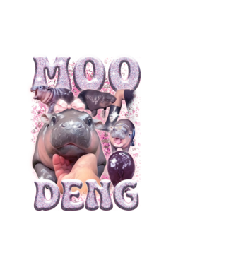MOO DENG baby hippo minta fehér pólón