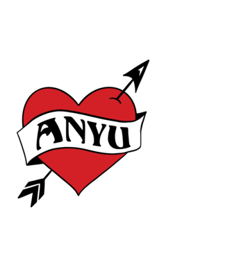 Anyu retro szív minta fekete pólón