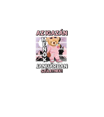 Menő maci csajos JANUÁR minta fekete pólón