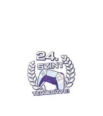 24. szint teljesítve PS5 v2 minta fekete pólón