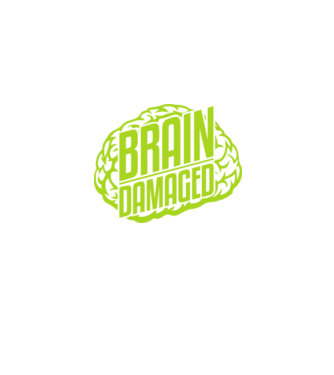 brain_damaged_logo_blanc minta királykék pólón