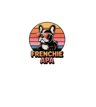 Frenchie Apa minta türkiz pólón