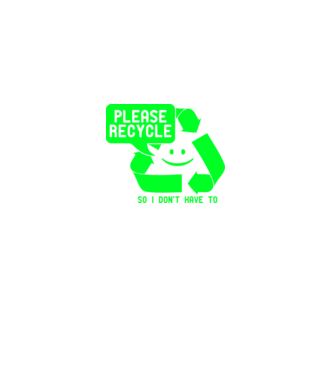 Please recycle minta fekete pólón