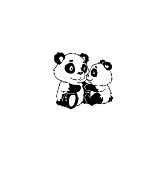 Panda minta fehér pólón